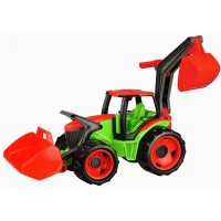 LENA - GIGA TRUCKS - TRACTOR CU CUPA SI EXCAVATOR VERDE NEON - 63 CM - 02081