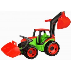 LENA - GIGA TRUCKS - TRACTOR CU CUPA SI EXCAVATOR VERDE NEON - 63 CM - 02081
