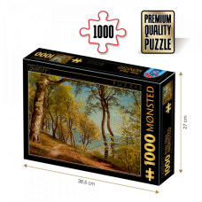 PUZZLE 1000 PIESE - PEDER MORK MONSTED - BIRCH TREES AT A COAST - PADUREA DE MESTEACAN DE PE COASTA - 77417-01