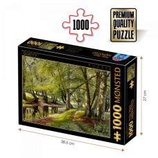 SUPER PUZZLE 1000 PIESE - PEDER MORK MONSTED - A SUMMER DAY IN THE FOREST WITH DEER IN THE BACKGROUND - PEISAJ DE VARA - 77417-02